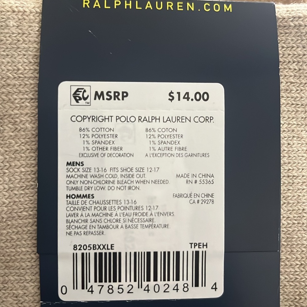 Polo Ralph Lauren Classic Crew Cotton Socks - Picture 3 of 3